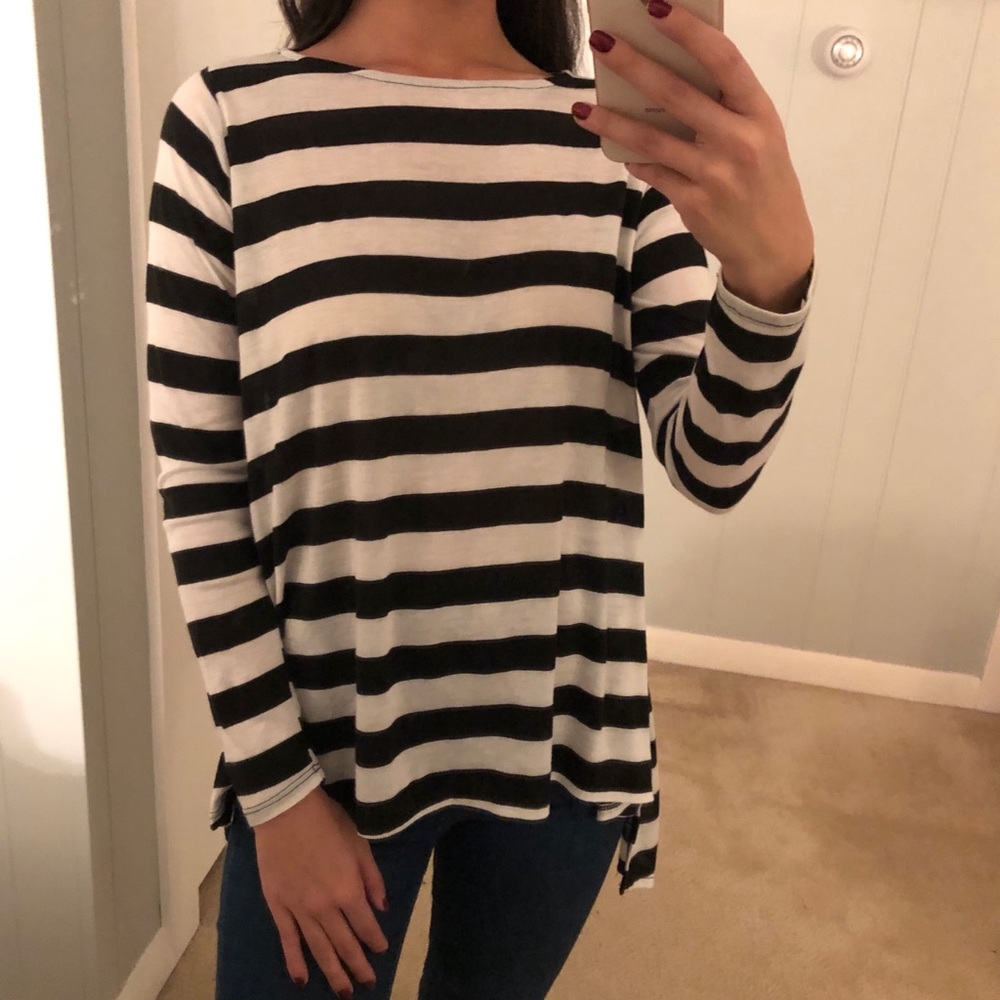 Tobi Striped High-Low Shirt